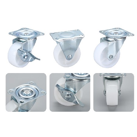 Customized lightweight white PP caster directional universal screw flat furniture with brake caster universal wheel
