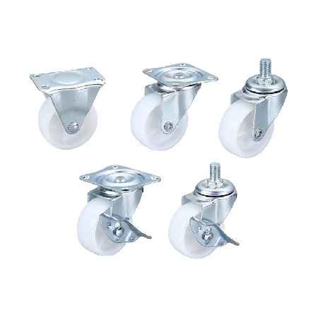 Customized lightweight white PP caster directional universal screw flat furniture with brake caster universal wheel