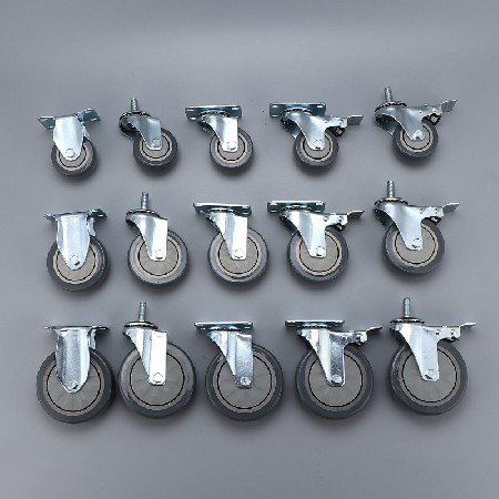 Single axis drilling cover PVC casters Multi specification medium-sized directional universal screw flat plate industrial brake casters
