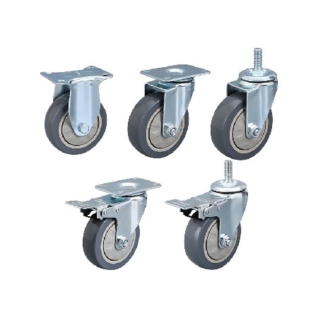 Single axis drilling cover PVC casters Multi specification medium-sized directional universal screw flat plate industrial brake casters