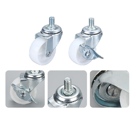 Customized lightweight white PP caster directional universal screw flat furniture with brake caster universal wheel