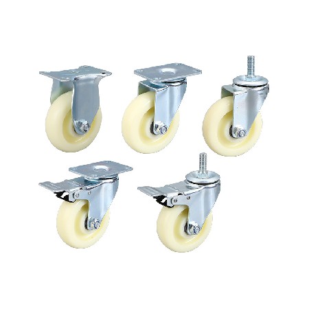 Multi specification medium-sized white PP caster medium-sized directional universal screw flat furniture industrial brake wheel caster
