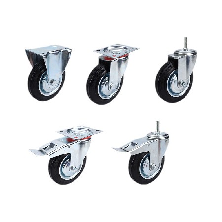 Industrial rubber casters wholesale, quiet and wear-resistant directional wheels, universal joint with brake wheels, screw black industrial wheels