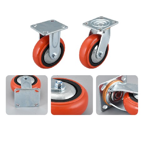 Heavy duty jujube red round edged PVC casters, universal wheels, load-bearing directional wheels, brake wheels, caster wheels, manufacturer wholesale, direct delivery