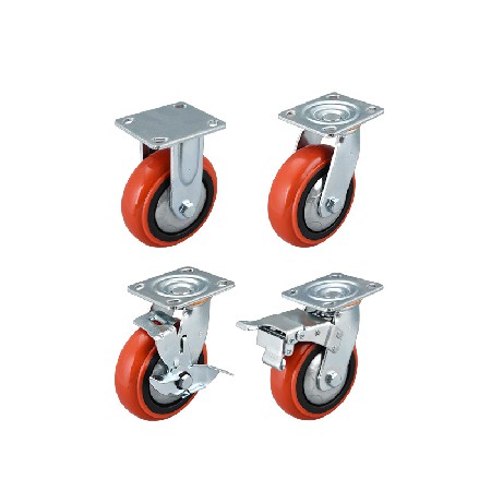 Heavy duty jujube red round edged PVC casters, universal wheels, load-bearing directional wheels, brake wheels, caster wheels, manufacturer wholesale, direct delivery
