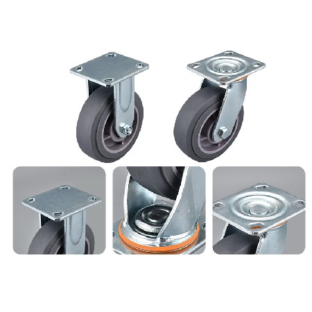 Heavy duty grey TPR brake wheels Heavy industrial wheels Flat grey universal brake wheels Fixed without brake wheels