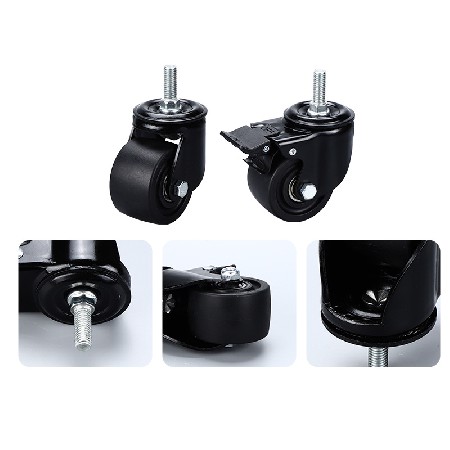 Wholesale of low center of gravity brake casters, heavy-duty nylon cowboy wheels, push cart universal wheels, black screw casters