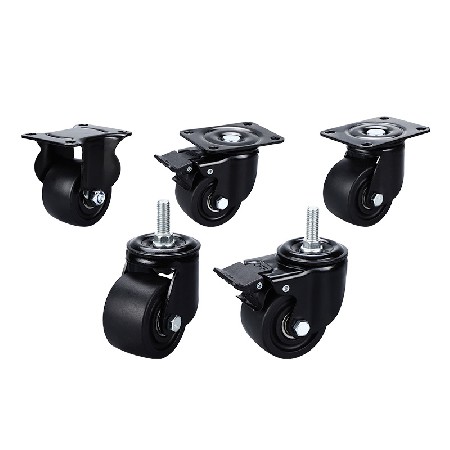 Wholesale of low center of gravity brake casters, heavy-duty nylon cowboy wheels, push cart universal wheels, black screw casters
