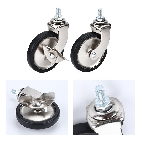 3-inch nickel plated screw dining wheel, home universal without brake screw wheel, PP plug-in rod side brake handcart wheel