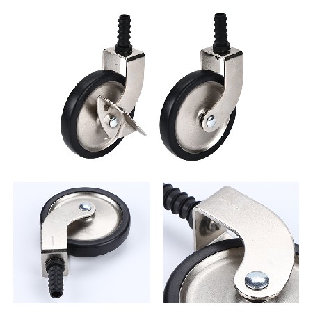 3-inch nickel plated screw dining wheel, home universal without brake screw wheel, PP plug-in rod side brake handcart wheel