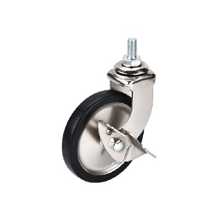 3-inch nickel plated screw dining wheel, home universal without brake screw wheel, PP plug-in rod side brake handcart wheel