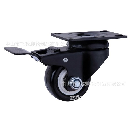 Gold Diamond Caster Wholesale PP Black Directional Universal Brake Caster 1.5 inches 2 inches 2.5 inches 3 inches 4 inches 5 inches