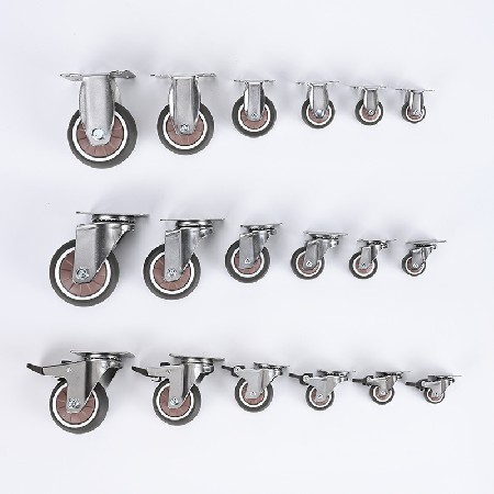 Chrome plated lightweight casters with screw and brake universal casters, medical carts, furniture wheels, TPR rubber directional wheels