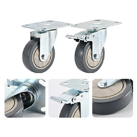 Industrial handcart universal casters PVC plastic directional wheels 3-inch 4-inch 5-inch 6-inch front brake universal wheels wholesale