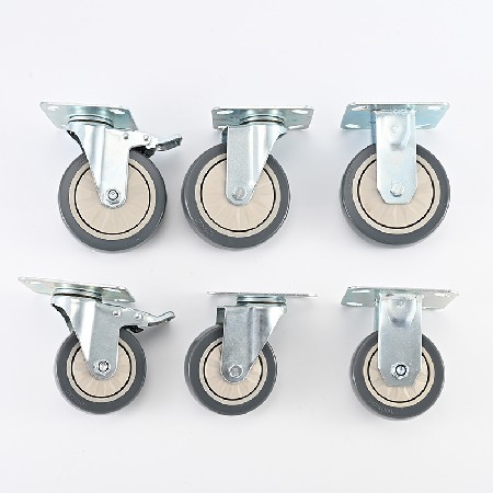 Industrial handcart universal casters PVC plastic directional wheels 3-inch 4-inch 5-inch 6-inch front brake universal wheels wholesale